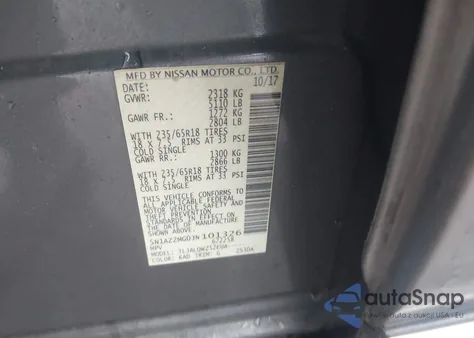 2018 Nissan Murano Sv из США, поврежденный, VIN 5N1AZ2MG0JN101326